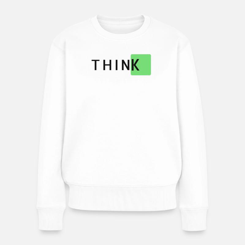 ThinkK Grüner Block-Typo - Frauen Premium Bio Pullover - Weiß