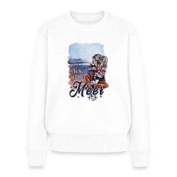 Meer Mädchen am Strand - Frauen Premium Bio Pullover - Weiß - Vorne - Julia (174cm)