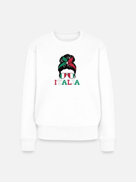 Italia Italienische Frau Mädchen Italien Motiv - Frauen Premium Bio Pullover - Weiß