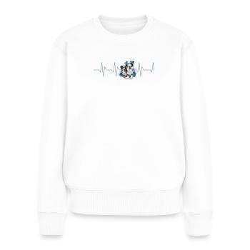 Herzlinie aussi australien shepard colored line - Frauen Premium Bio Pullover - Weiß - Vorne - Julia (174cm)