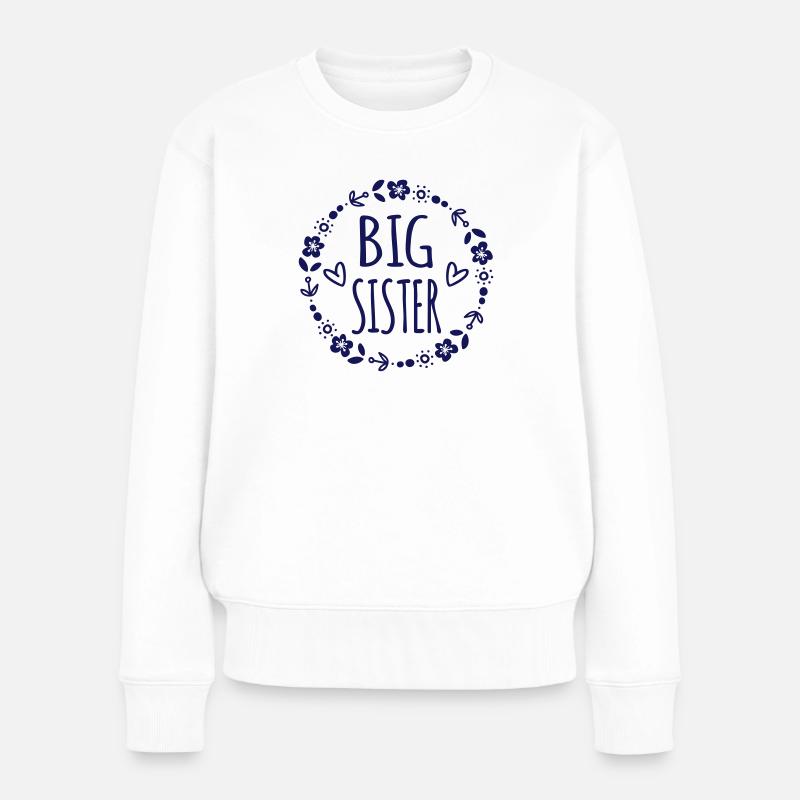 Große Kleine Schwester Geschenkidee Schwestern - Frauen Premium Bio Pullover - Weiß