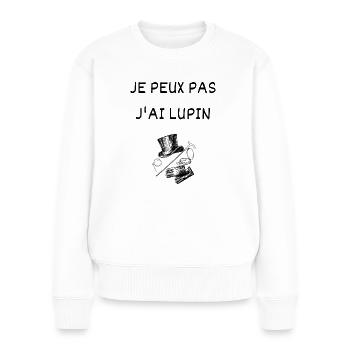 Je peux pas j'ai Lupin Arsène Gentleman Cambrioleu - Pull Premium bio Femme - blanc - Devant - Julia (174cm)