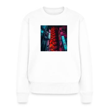 Ville de nuit - Pull Premium bio Femme - blanc - Devant - Julia (174cm)