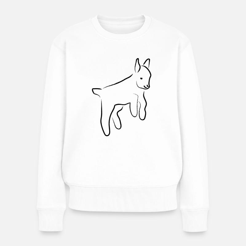 Ziege/Goat schwarz/black - Frauen Premium Bio Pullover - Weiß