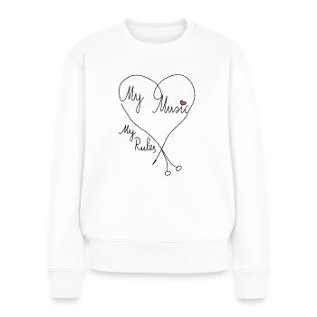 my music - my rules - Frauen Premium Bio Pullover - Weiß - Vorne - Julia (174cm)