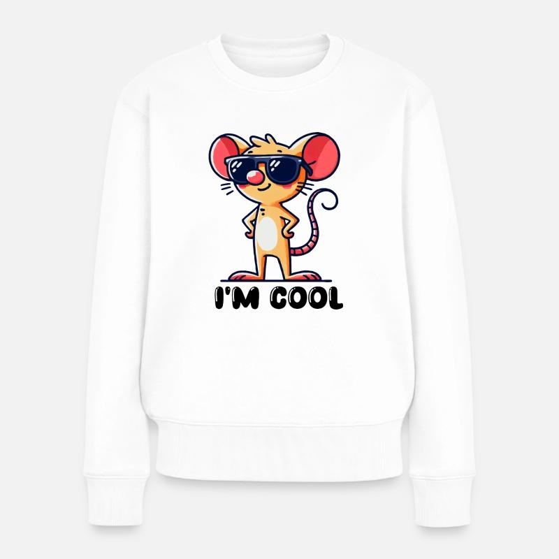 maus cool - Frauen Premium Bio Pullover - Weiß