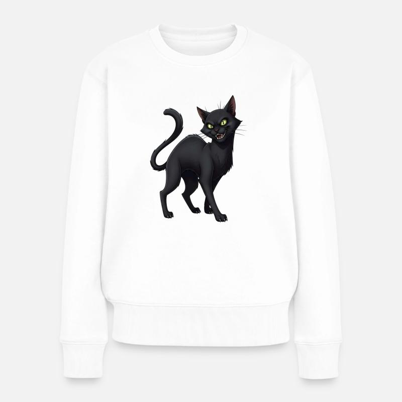 Chat noir - Pull Premium bio Femme - blanc