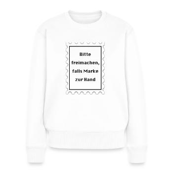 Post Briefmarke - Frauen Premium Bio Pullover - Weiß - Vorne - Julia (174cm)