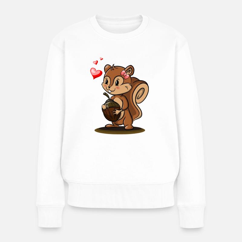 Eichhörnchen Girl - Frauen Premium Bio Pullover - Weiß