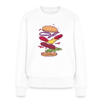 Burger / Fast Food / Savoureux / Manger - Pull Premium bio Femme - blanc - Devant - Julia (174cm)