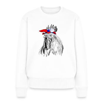 Coq avec bandage du drapeau français - Pull Premium bio Femme - blanc - Devant - Julia (174cm)