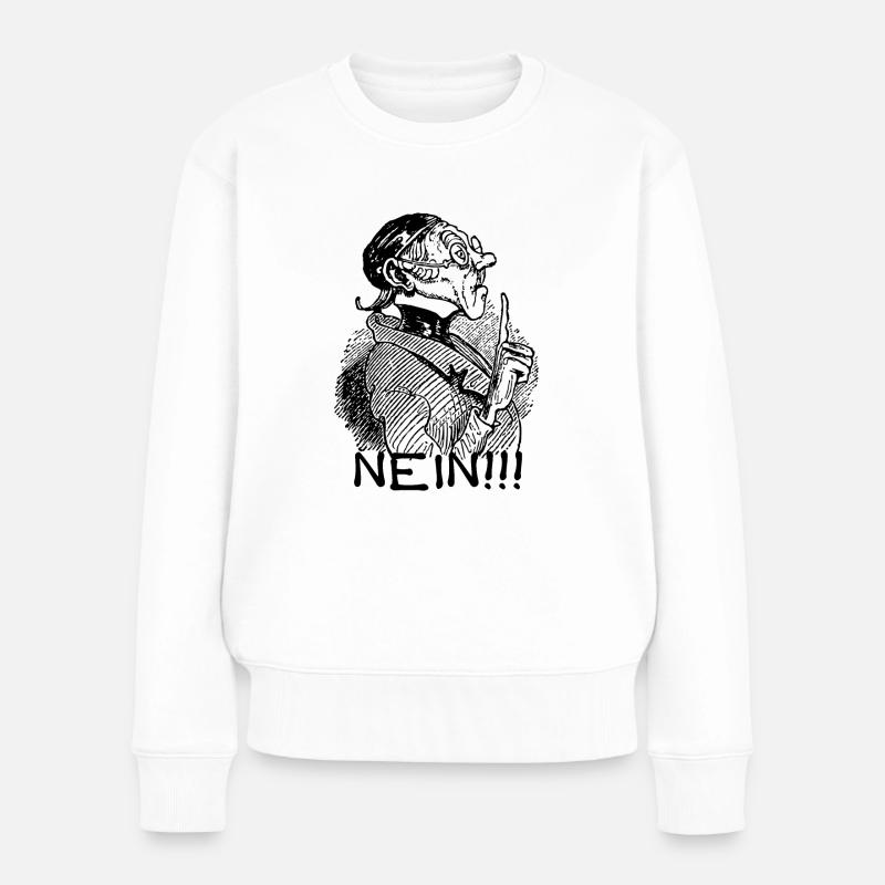 NEIN No | Wilhelm Busch Lehrer Lämpel - Frauen Premium Bio Pullover - Weiß