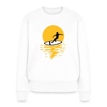Sonne Abend Surfer - Frauen Premium Bio Pullover - Weiß - Vorne - Julia (174cm)