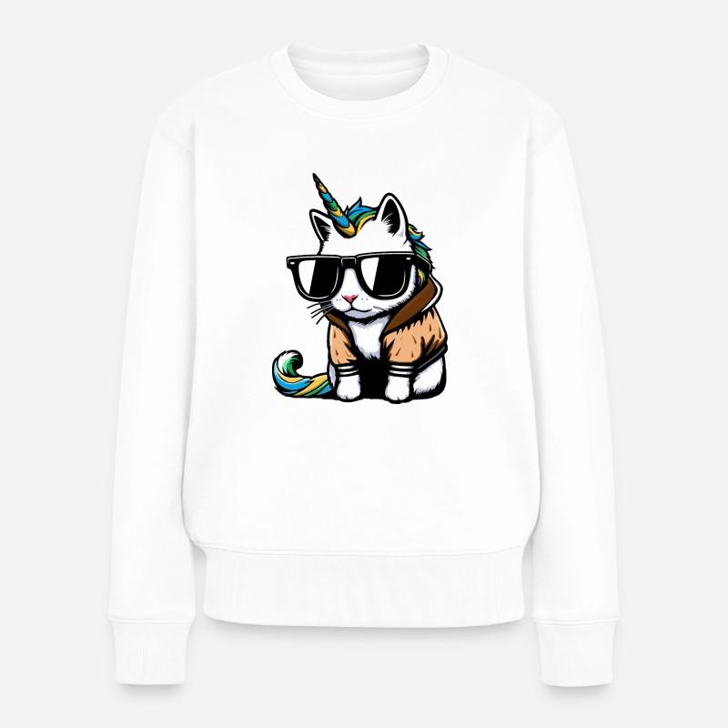 Chat-licorne - Pull Premium bio Femme - blanc