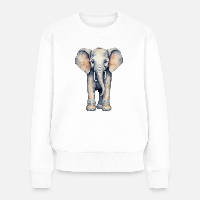 Elephant with Colorful Boots - Frauen Premium Bio Pullover - Weiß