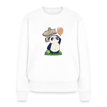 Panda Reise - Frauen Premium Bio Pullover - Weiß - Vorne - Julia (174cm)
