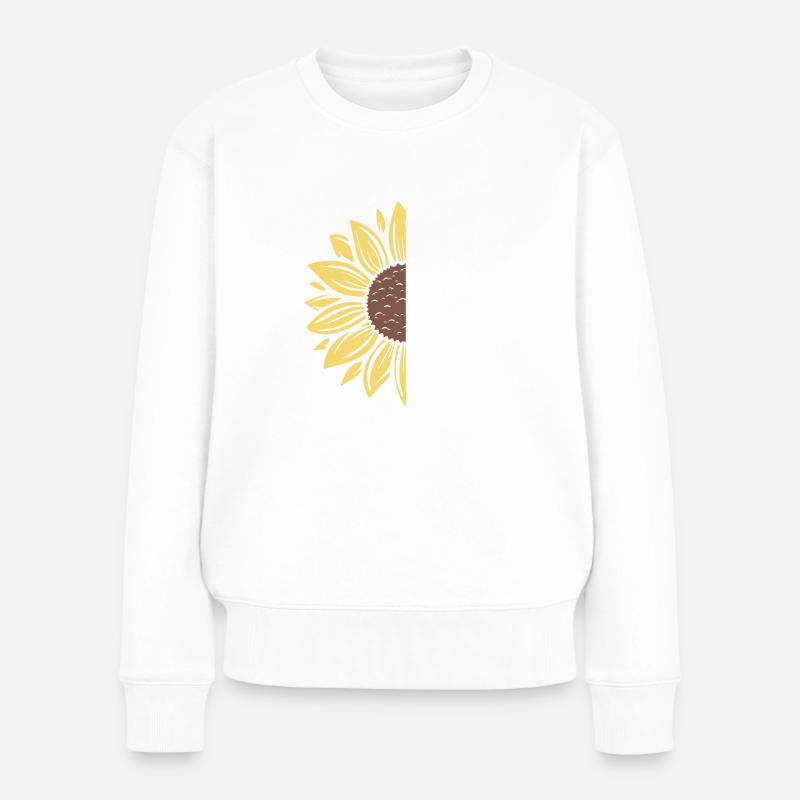 In einer Welt voller Rosen sei eine Sonnenblume - Frauen Premium Bio Pullover - Weiß