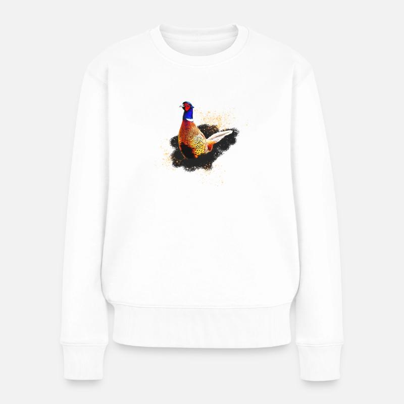 wunderschöner Fasan im Prachtkleid Pheasant - Frauen Premium Bio Pullover - Weiß