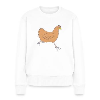 Laufendes Huhn - Frauen Premium Bio Pullover - Weiß - Vorne - Julia (174cm)