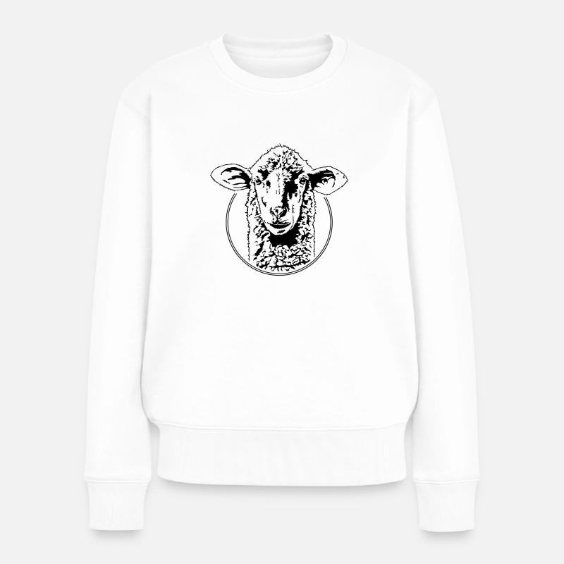 SCHAF Schafe Tiere Schäfer Schafkopf Wilsigns - Frauen Premium Bio Pullover - Weiß