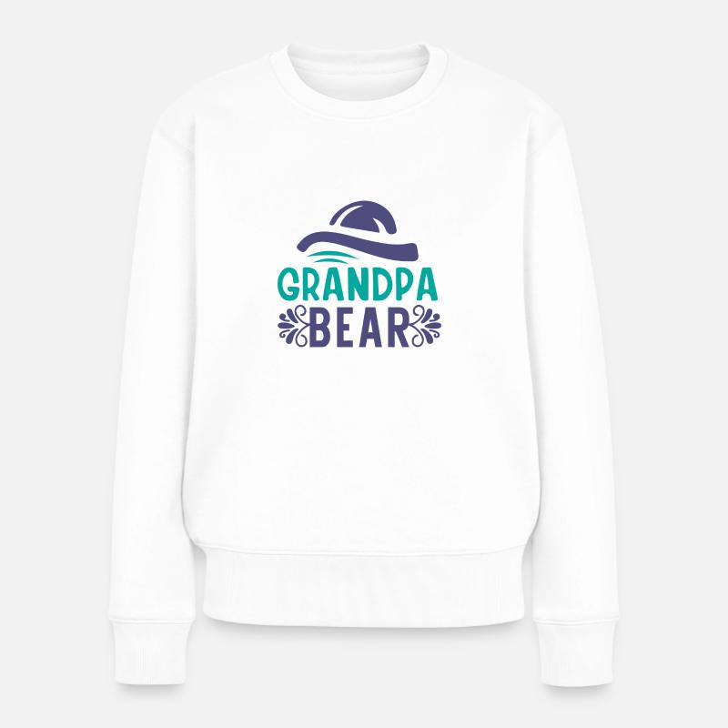 Opa Bär 01 - Frauen Premium Bio Pullover - Weiß