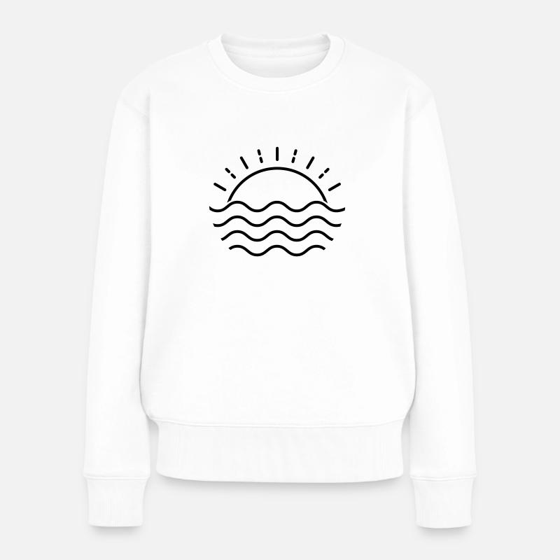 Sommer Sonnenuntergang Meer - Frauen Premium Bio Pullover - Weiß