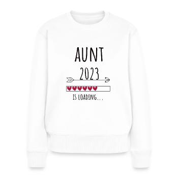 werdende Tante 2023 Ankündigung Baby Geschenk - Frauen Premium Bio Pullover - Weiß - Vorne - Julia (174cm)
