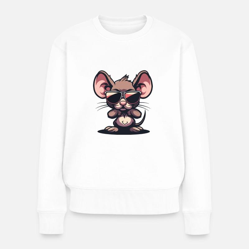 Maus Tier - Frauen Premium Bio Pullover - Weiß