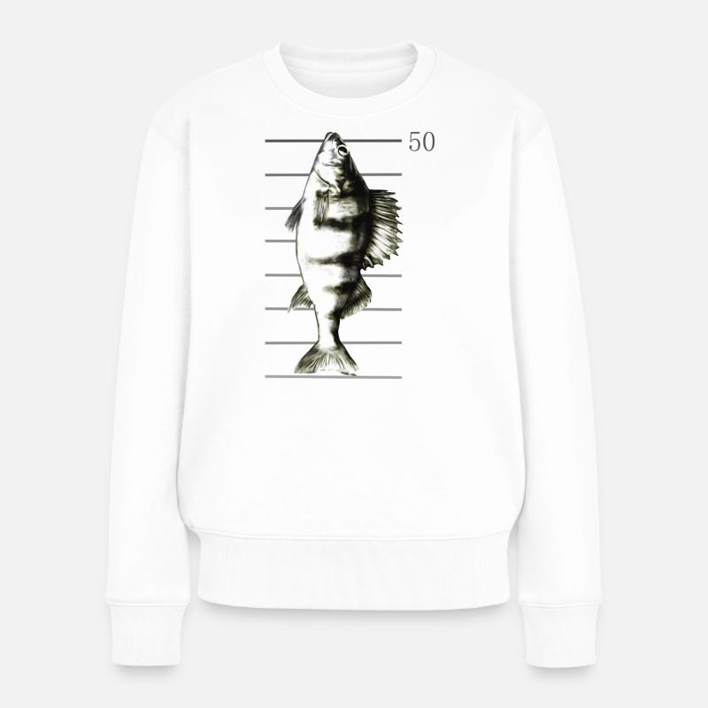 Barsch Angeln - Frauen Premium Bio Pullover - Weiß