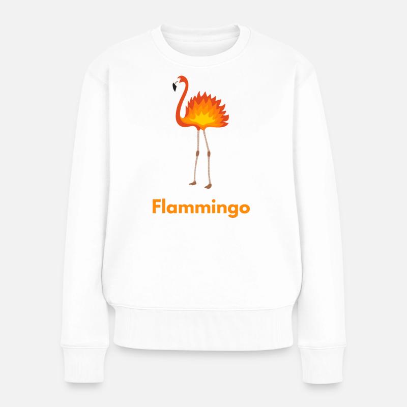 Flammingo Flamingo Feuer Shirt mit Witz - Frauen Premium Bio Pullover - Weiß