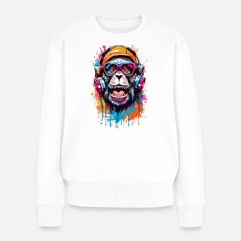 Coole Affe - Frauen Premium Bio Pullover - Weiß