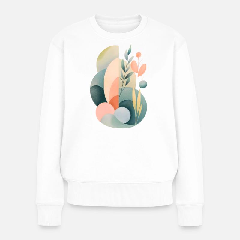 Pastell Abstrakte Flora Komposition - Frauen Premium Bio Pullover - Weiß