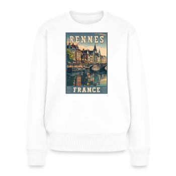 Découvrez Rennes en France Charmante ville française - Pull Premium bio Femme - blanc - Devant - Julia (174cm)