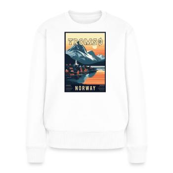 Erleben Sie das arktische Abenteuer von Tromsø in Norwegen - Frauen Premium Bio Pullover - Weiß - Vorne - Julia (174cm)