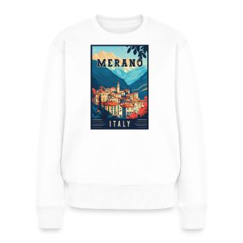 Entdecken Sie das atemberaubende Merano in Italien - Frauen Premium Bio Pullover - Weiß - Vorne - Julia (174cm)