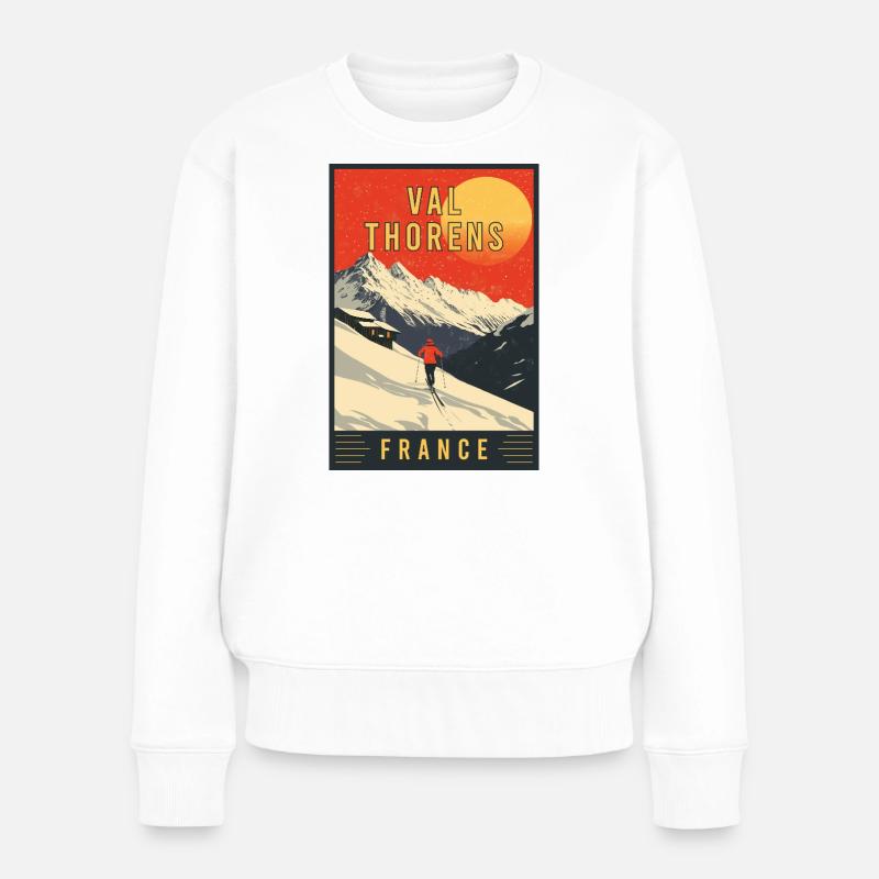Découvrez le Paradis du ski alpin à Val Thorens, France - Pull Premium bio Femme - blanc