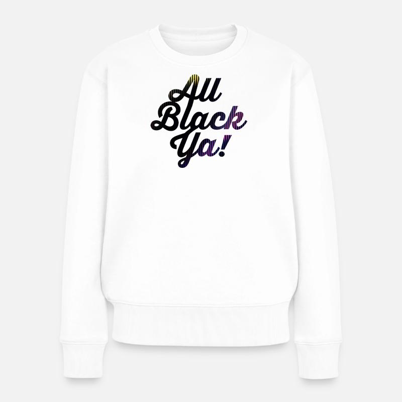 Police noire rayée néon Ya - Pull Premium bio Femme - blanc