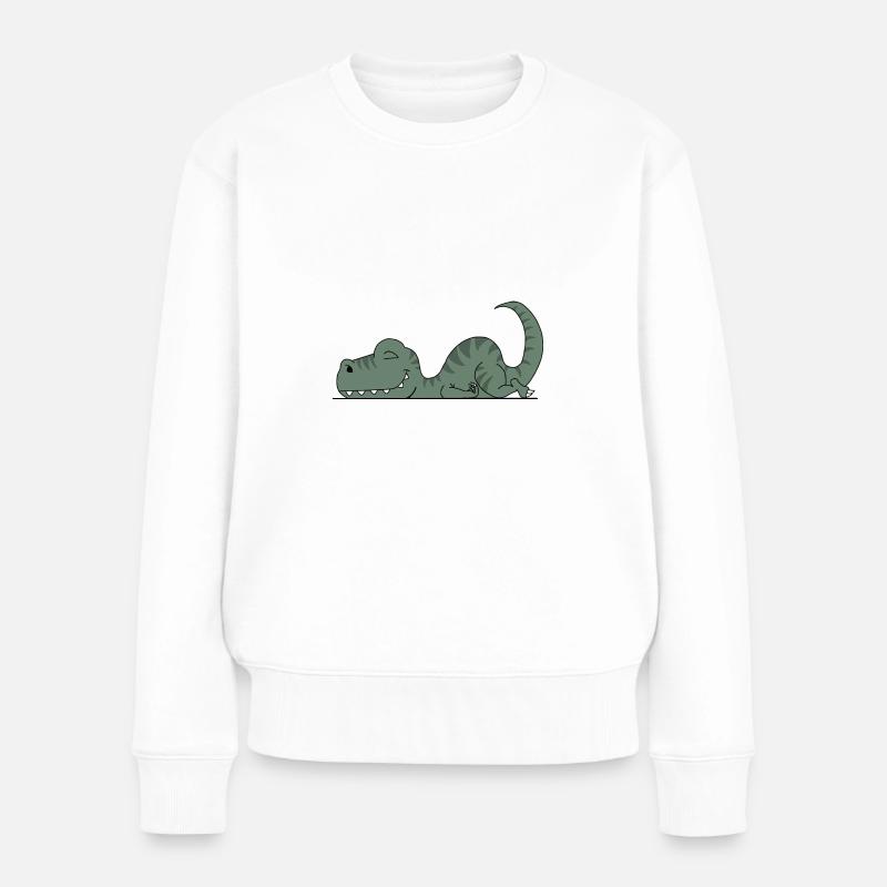 Müder Dinosaurier - Frauen Premium Bio Pullover - Weiß