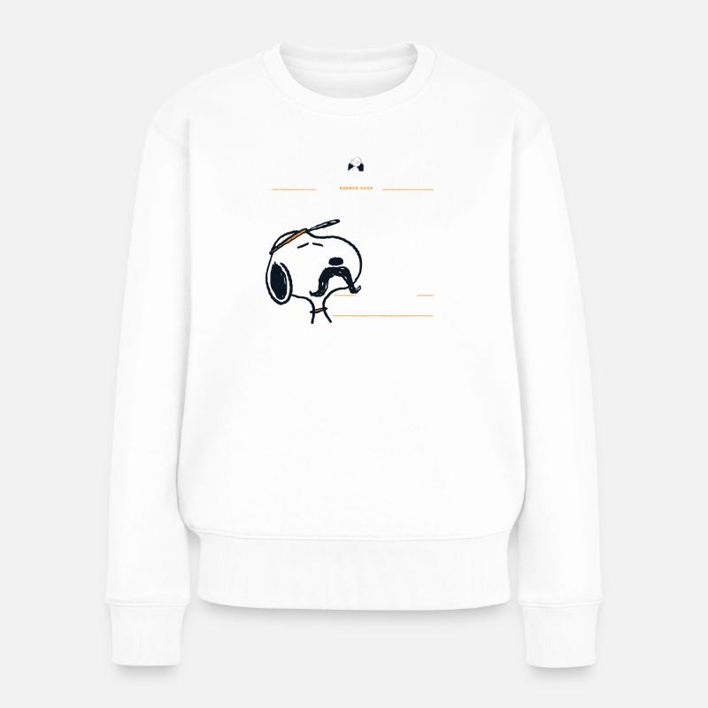 Peanuts Snoopy Mustache Wax Schnurrbart - Frauen Premium Bio Pullover - Weiß