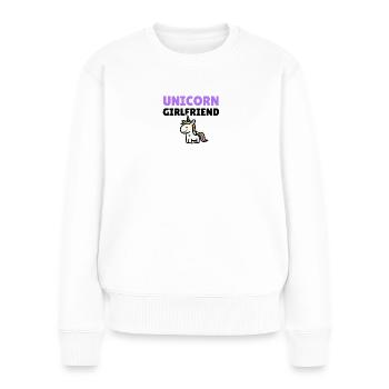 Petite amie licorne - Pull Premium bio Femme - blanc - Devant - Julia (174cm)