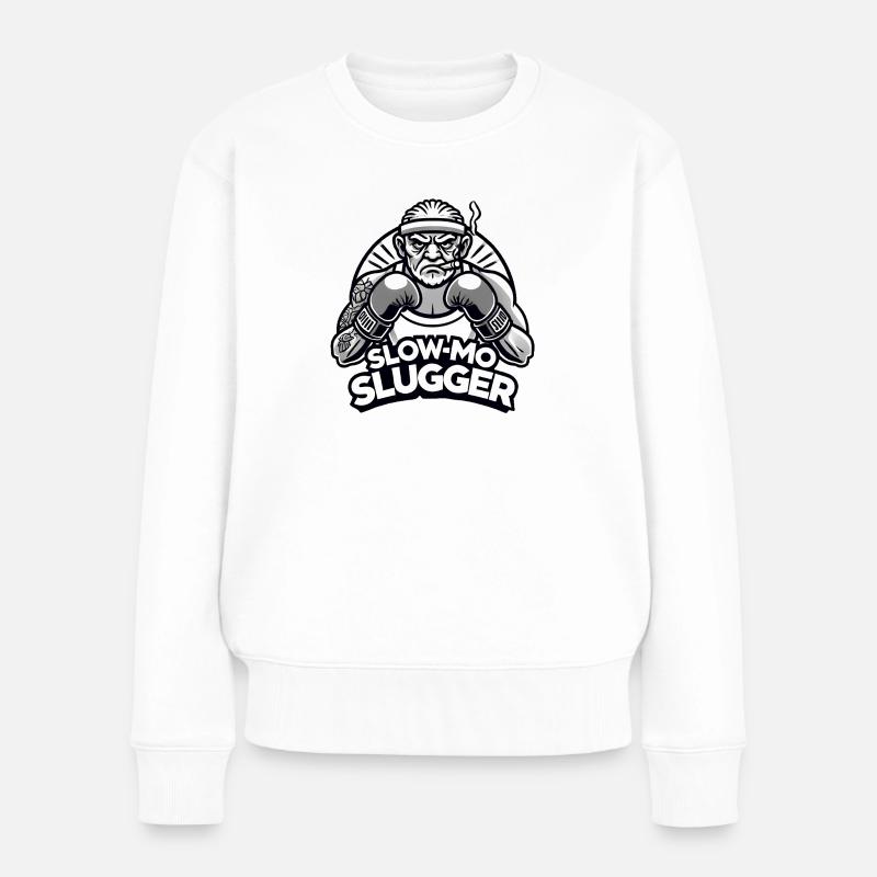 Langsamer Opa Boxer - Frauen Premium Bio Pullover - Weiß