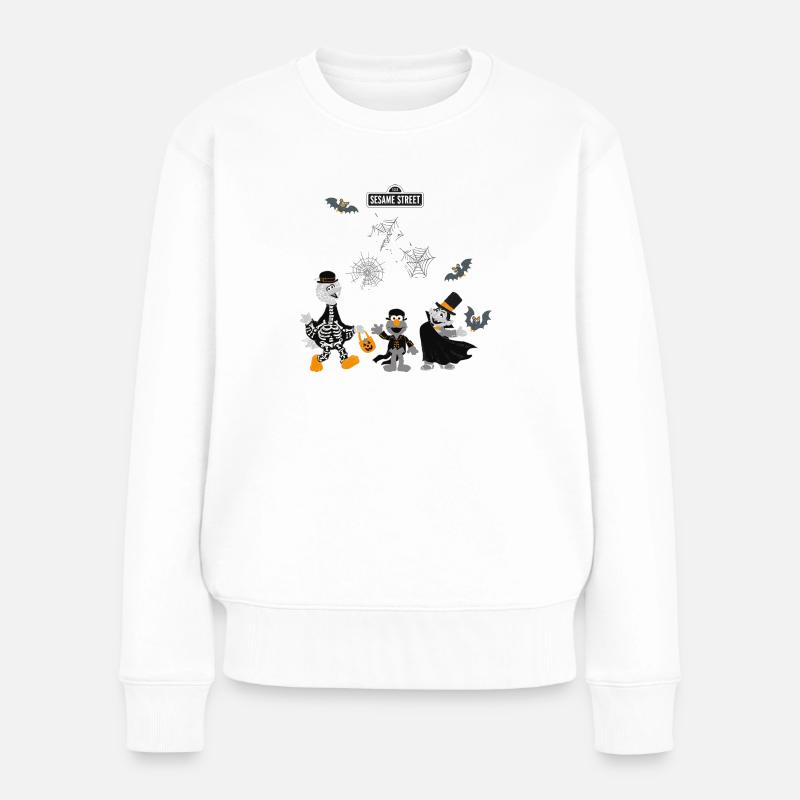 Sesamstraße Halloween Trick or Treat - Frauen Premium Bio Pullover - Weiß