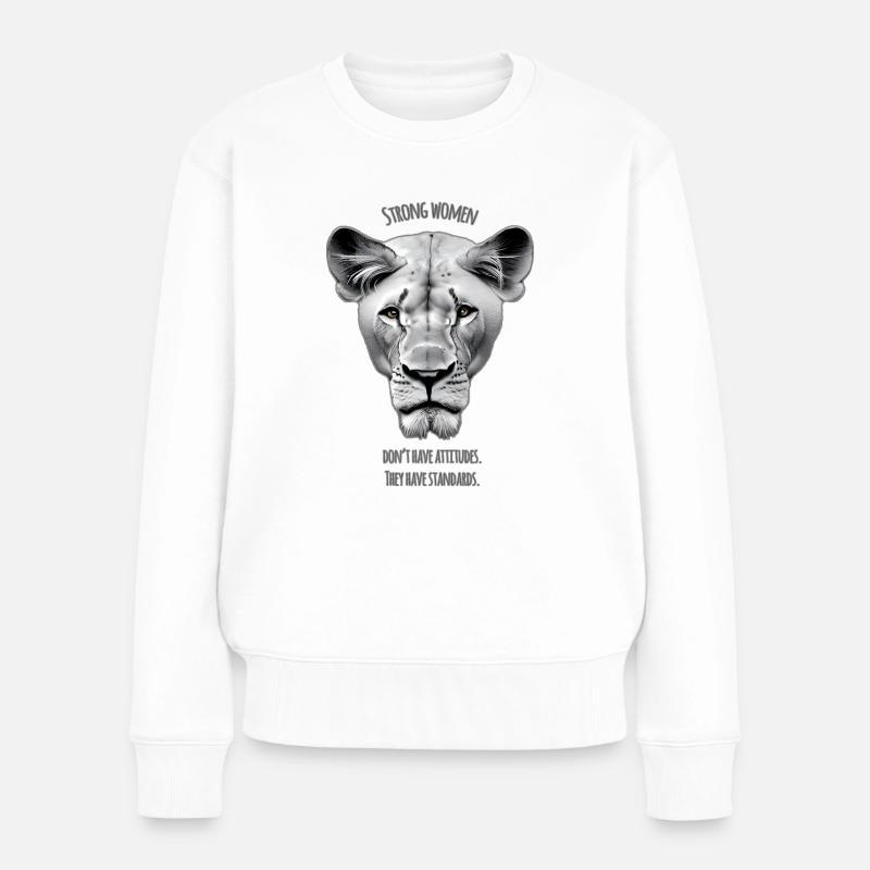 LÖWIN - strong women don't have attitudes ! - Frauen Premium Bio Pullover - Weiß