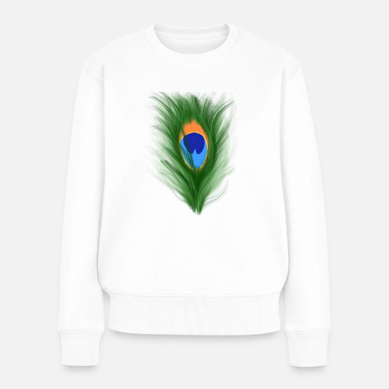 Pfauenauge - Frauen Premium Bio Pullover - Weiß