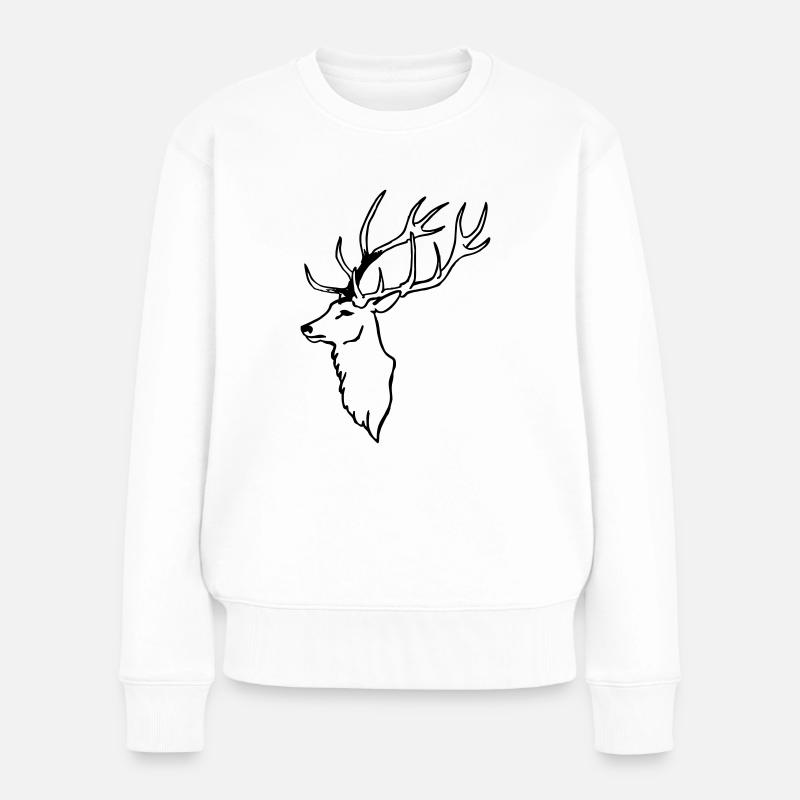 Hirsche - Frauen Premium Bio Pullover - Weiß