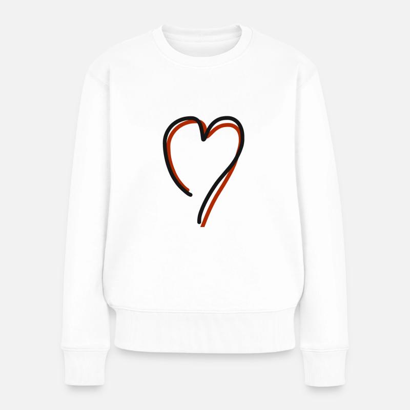 Herz an Herz - Frauen Premium Bio Pullover - Weiß