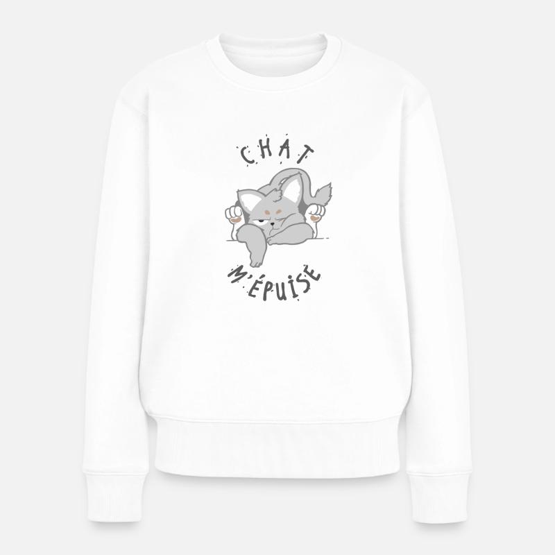 chat m'épuise - Pull Premium bio Femme - blanc