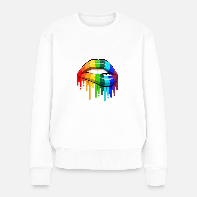 Rainbow lips - Women's Premium Organic Jumper - white
