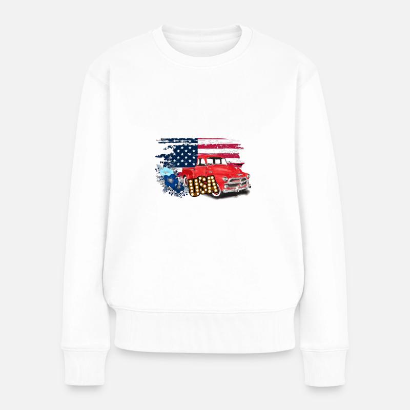 USA - Frauen Premium Bio Pullover - Weiß