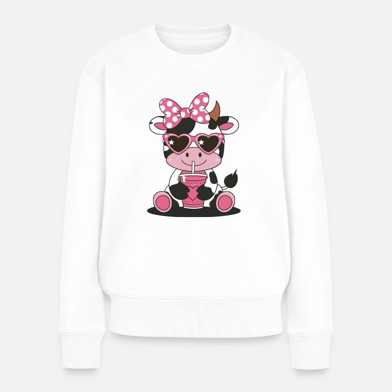 Illustration de lunettes de soleil de vache - Pull Premium bio Femme - blanc